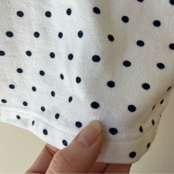 Y2K Kim Rogers White Polka Dot Cotton Polo Shirt Preppy Mod Retro Tee Small - Picture 8 of 12